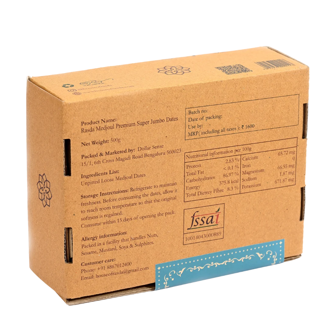 Palestine Medjoul Dates Premium Super Jumbo 500g elegant box natural nutritious dry fruit gift