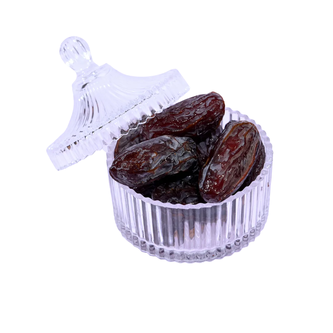 Medjoul Dates Super Jumbo Palestine origin in glass bowl soft juicy natural dates for energy