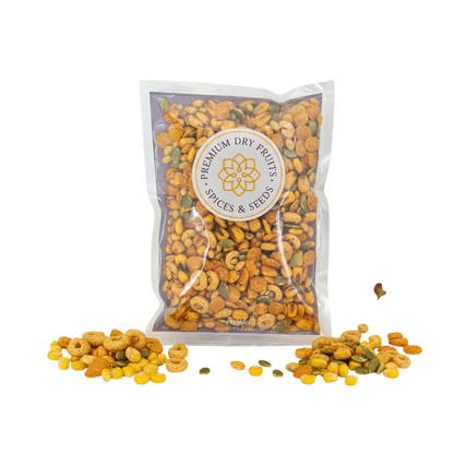 Mexican Fiesta Crunch Mix – baked savoury snack featuring spicy, tangy, smoky flavours inspired by Mexican seasoning