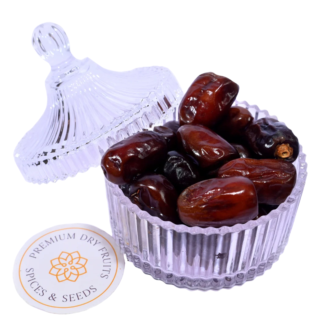 Oman Dates Fard Khajur Premium in Glass Bowl Natural Sweet Healthy Dry Fruit