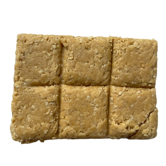 Peanut Butter Chikki traditional Indian sweet made with peanuts jaggery and creamy peanut butter healthy protein rich crunchy snack