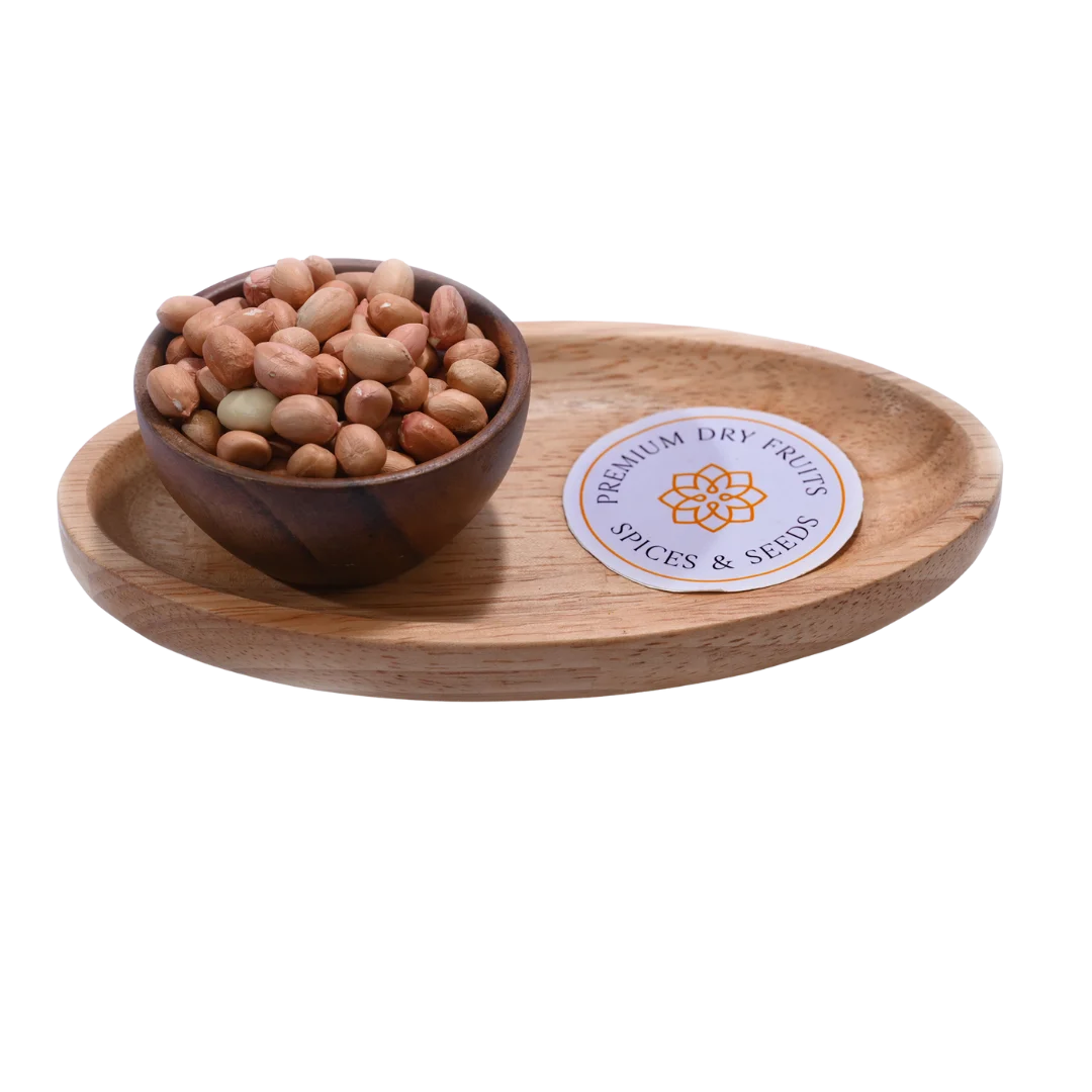Plain Peanuts or Ground Nuts Moong Phalee Premium Quality in Wooden Bowl – Healthy Protein-Rich Snack for Daily Energy