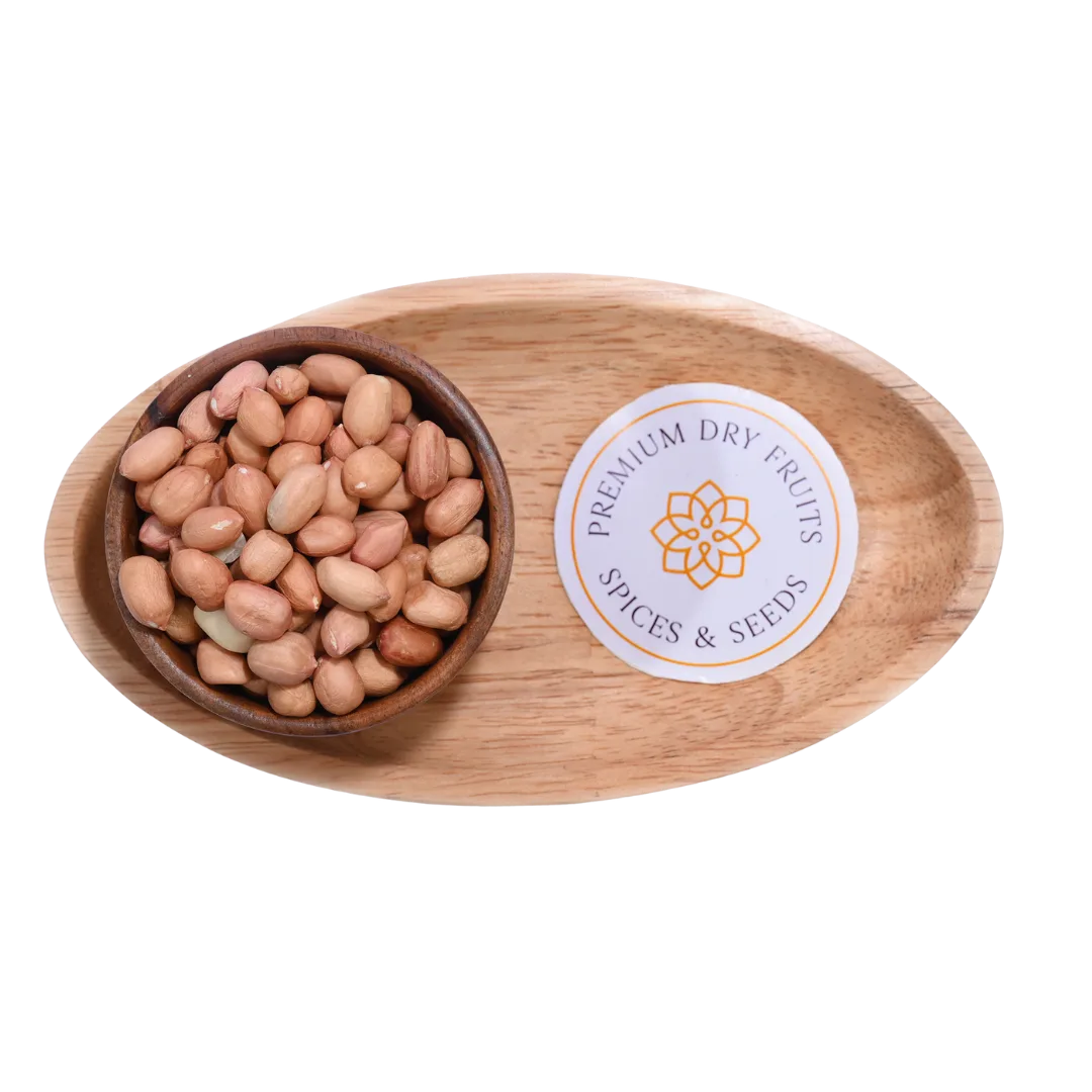 Natural Raw Peanuts Ground Nuts or Moong Phalee in Wooden Bowl – Fresh and Crunchy Healthy Snack Rich in Nutrients