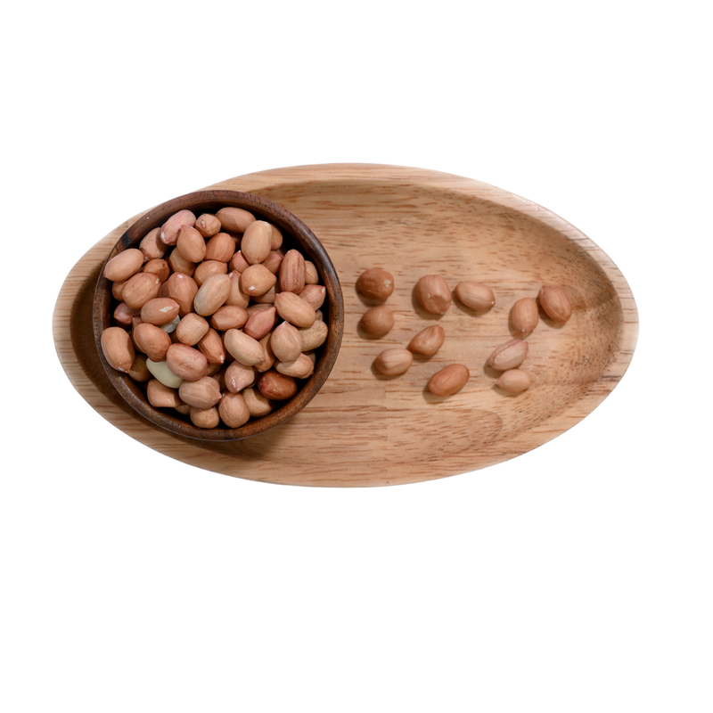 A handful of Peanuts plain or ground nuts, capturing their rustic look and size comparison