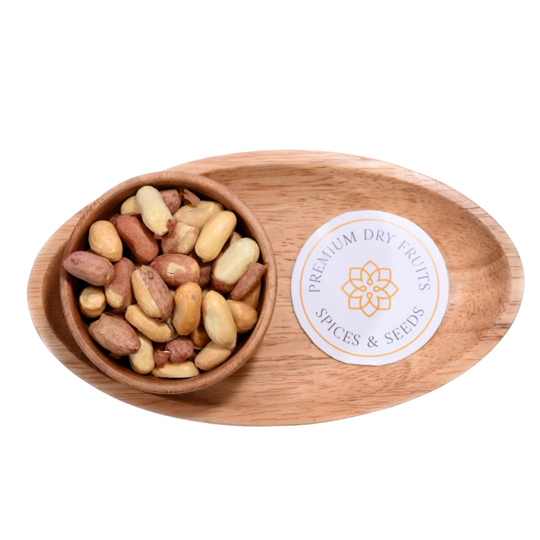 Roasted Salted Moong Phalee or Peanuts Premium Quality in Wooden Bowl – Buy Online Fresh, Tasty, and Protein-Rich Healthy Snack