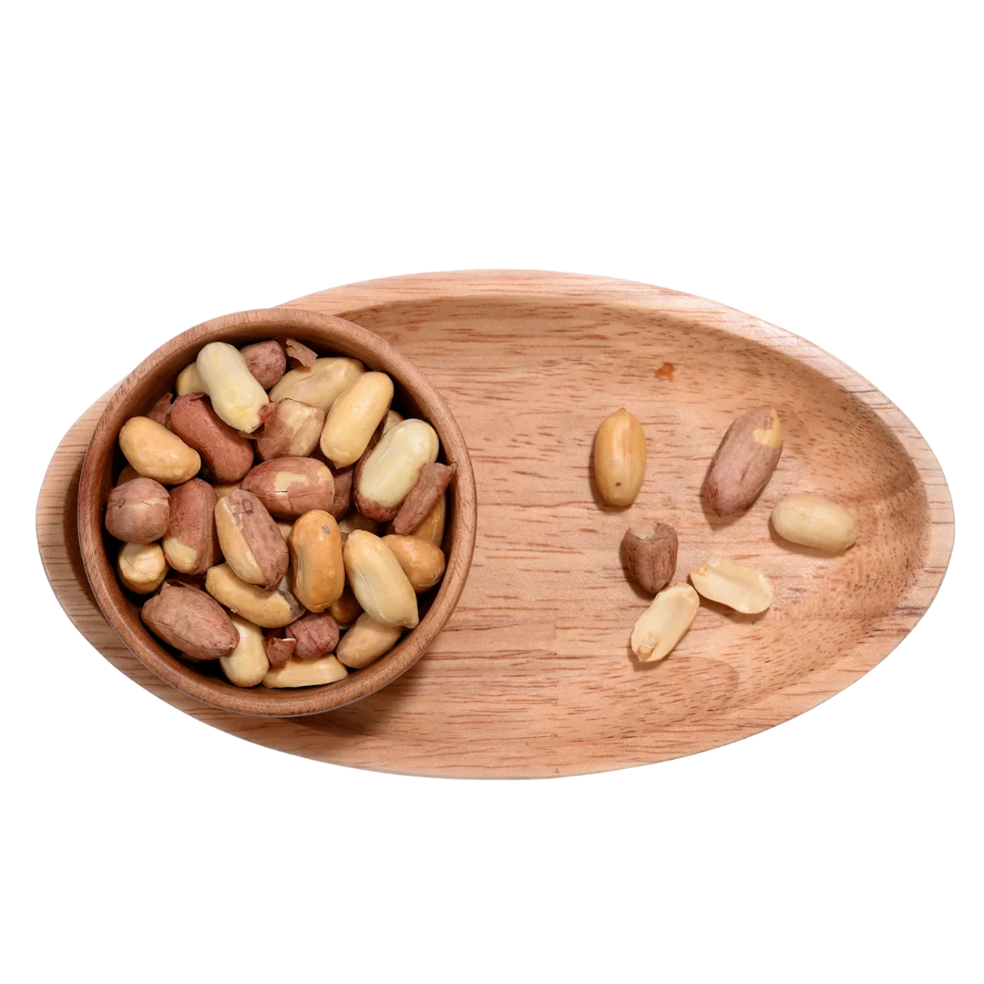 Premium Quality Roasted Salted Moong Phalee or Peanuts in Wooden Bowl – Delicious Healthy Snack, Freshly Packed and Ready to Eat