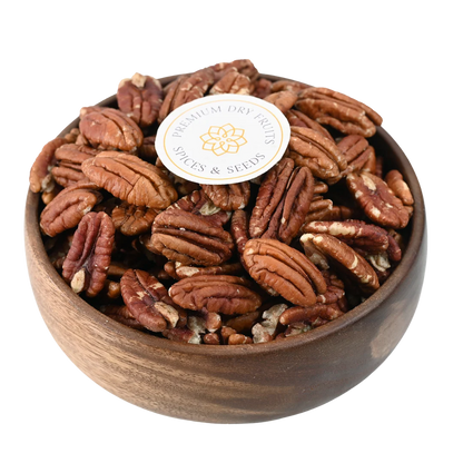 Pecan Nuts Premium Jumbo Exotic Nuts in Wooden Bowl