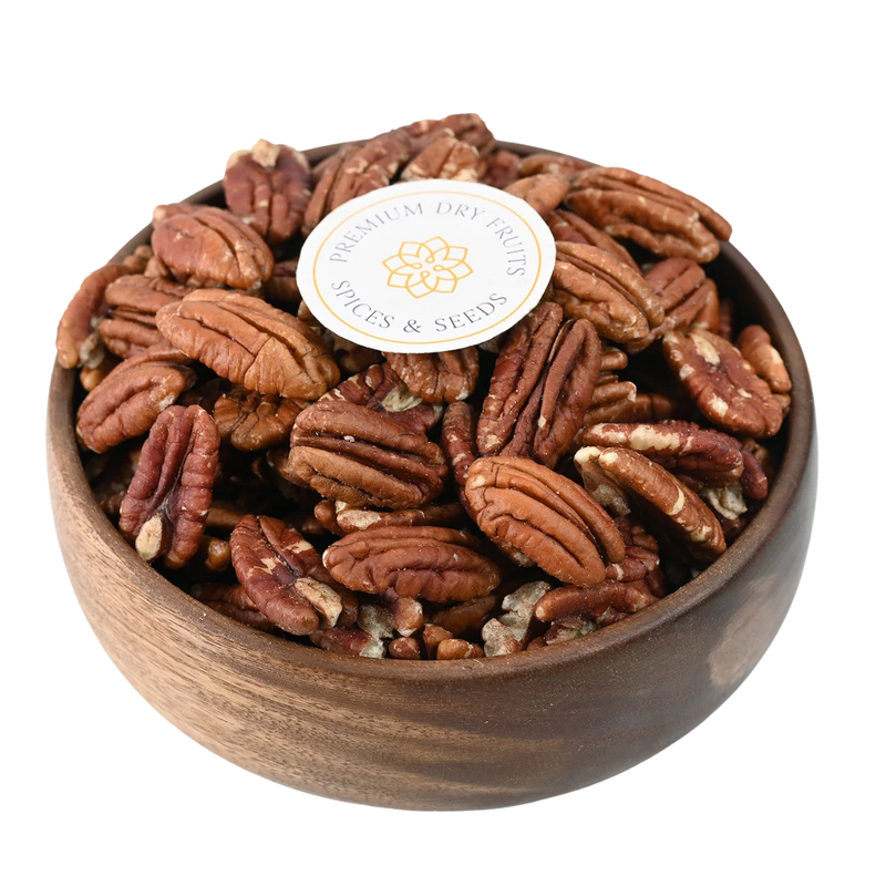 Pecan Nuts Premium Jumbo Exotic Nuts in Wooden Bowl