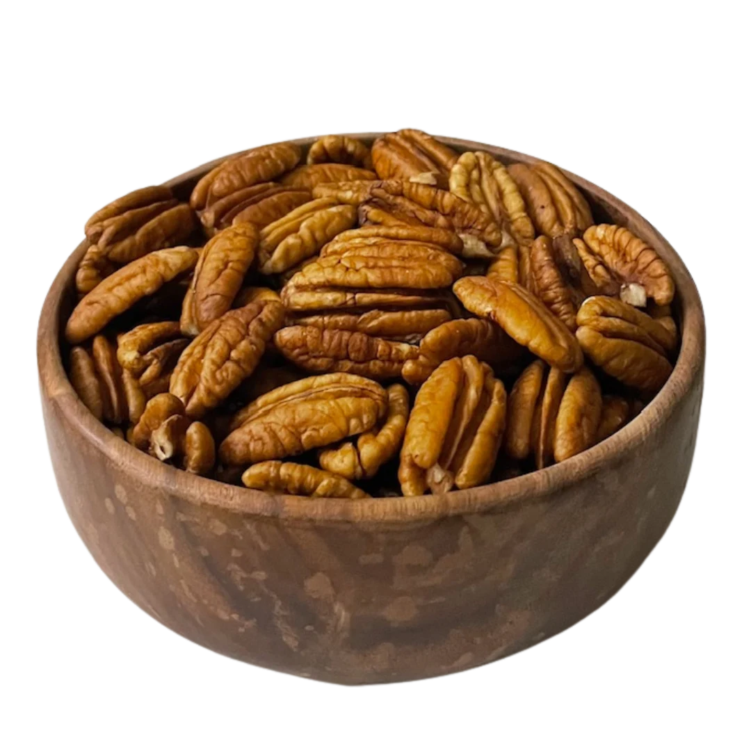 Premium Jumbo Pecan Nuts in a bowl – fresh, whole pecans close-up