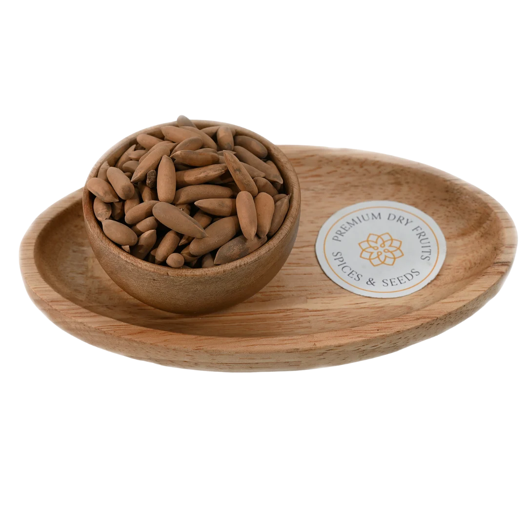 Pine Nuts with Shell Chilgoza Giri Premium in Wooden Bowl