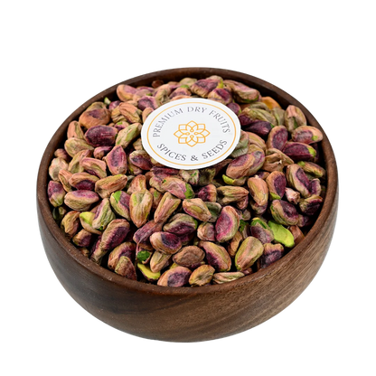 Pistachio Plain Premium Kernels in Wooden Bowl – Healthy Unsalted Snack Rich in Protein and Antioxidants