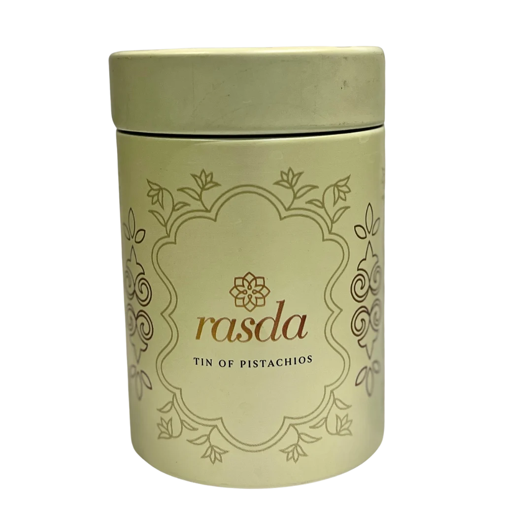 Rasda Tin of Pistachios Premium Quality – Elegant Packaging with Roasted Salted Pista, Healthy Protein