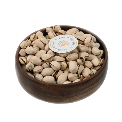 Pistachios Choice Roasted Salted Inshell Premium Quality in Wooden Bowl – Healthy Crunchy Snack Rich in Protein and Fiber
