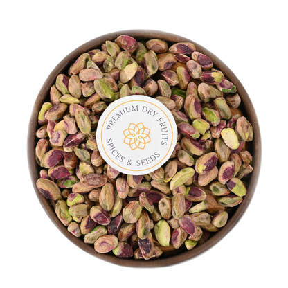 Choice Plain Pistachio Kernels in Wooden Bowl – Healthy Unsalted Snack Packed with Protein and Nutrients