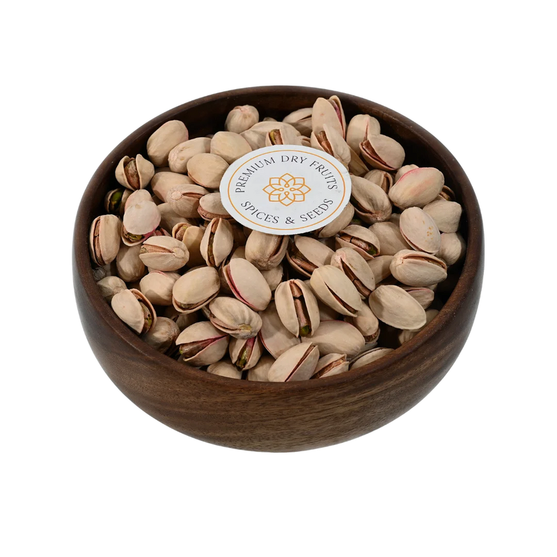 Pistachios Salted Roasted Inshell Premium Quality in Wooden Bowl – Crunchy Healthy Snack Rich in Protein and Fiber