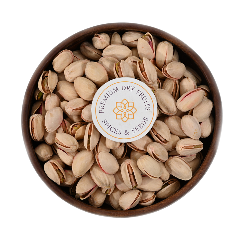 Top-quality pistachios with shells, lightly salted for taste