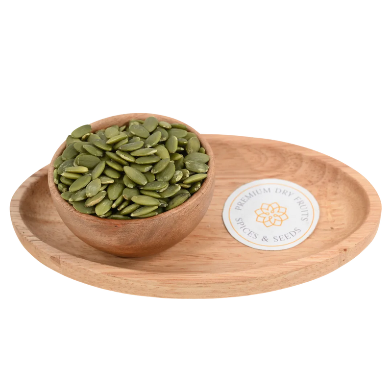 Pumpkin Seeds Kaddu Seeds Premium in Wooden Bowl