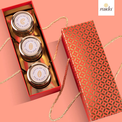 Red Elegant Rajastha Dry Fruits Gift Box with Handle – Luxury Gift Pack for Festivals and Celebrations