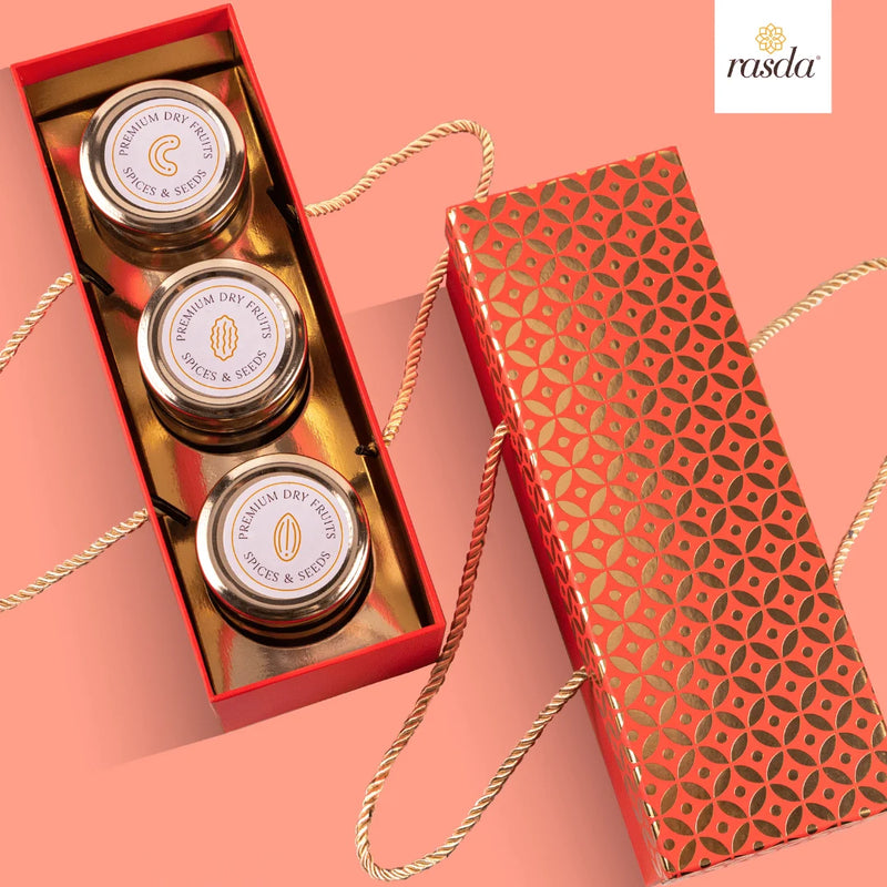 Red Elegant Rajastha Dry Fruits Gift Box with Handle – Luxury Gift Pack for Festivals and Celebrations
