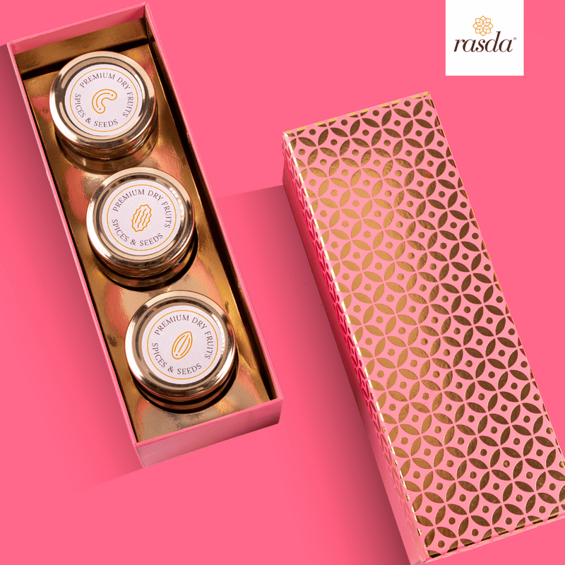 Rajastha gift box glass jars are securely sealed, ensuring the freshness
