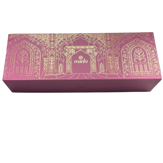 Elegant Rashmika tin featuring assorted premium dry fruits, perfect for gifting during festivals and special occasions.