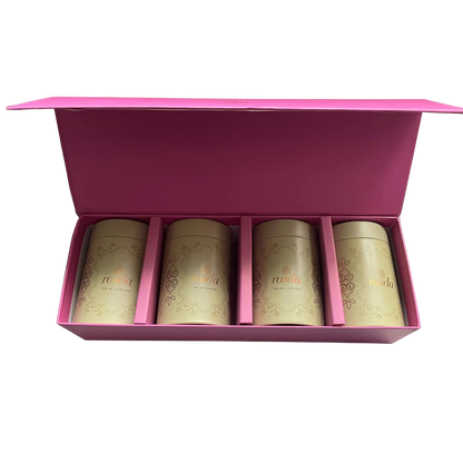 Rashmika Dry Fruit Gift Box – Open Tin: Premium Rashmika tin opened to reveal a colorful assortment of nuts and dry fruits