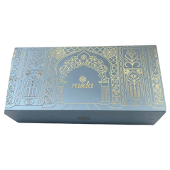 Luxury dry fruit gift box with 3 reusable tins in gold-foiled magnetic packaging