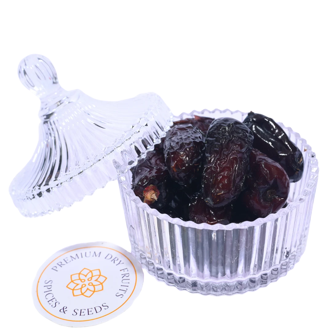 Safawi Dates Saudi Arabia Premium in glass bowl soft rich dates natural energy booster
