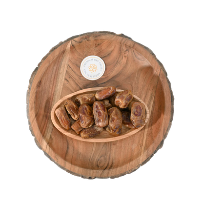 Premium Sagai Dates from Saudi Arabia in wooden bowl – natural healthy dry fruit