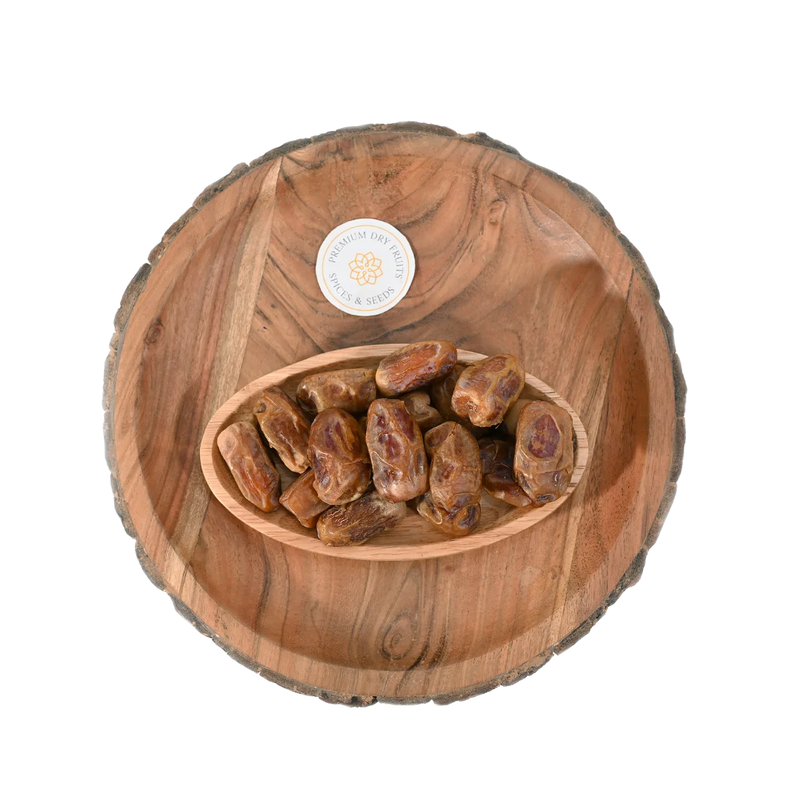 Premium Sagai Dates from Saudi Arabia in wooden bowl – natural healthy dry fruit