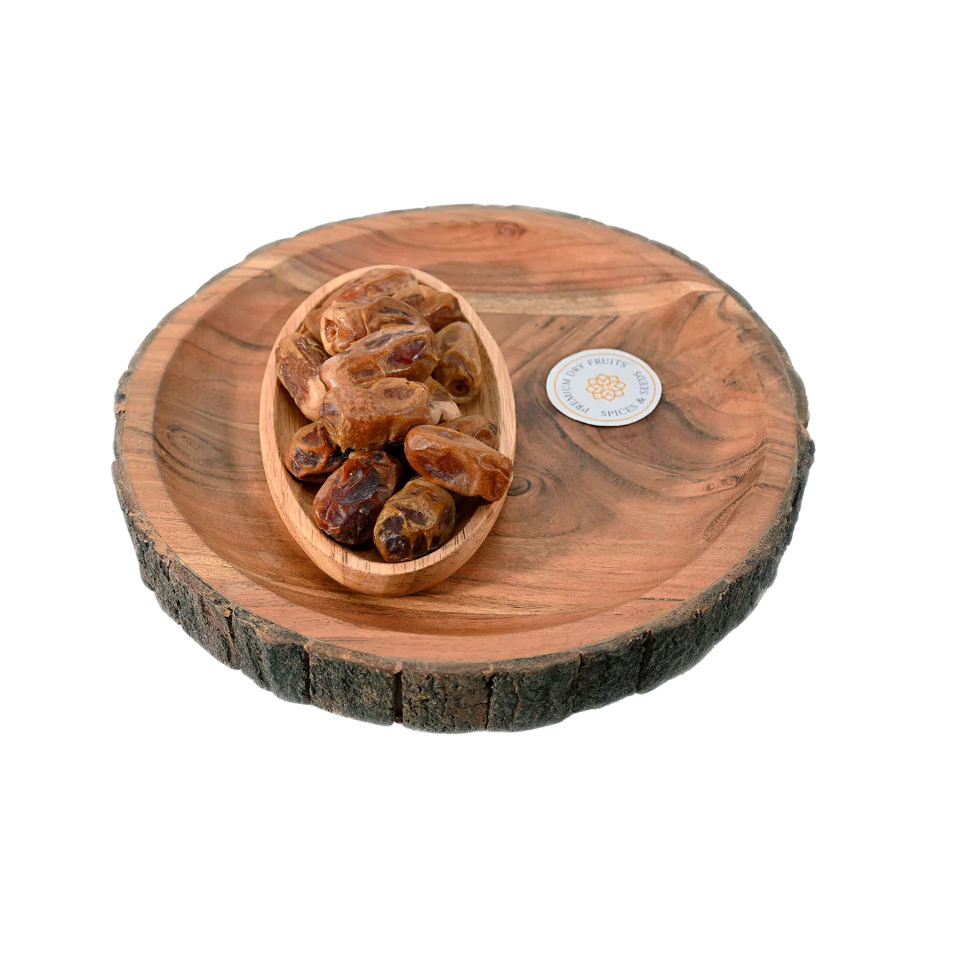 Saudi Arabia Sagai Dates Premium quality in wooden bowl – rich, chewy, and nutritious
