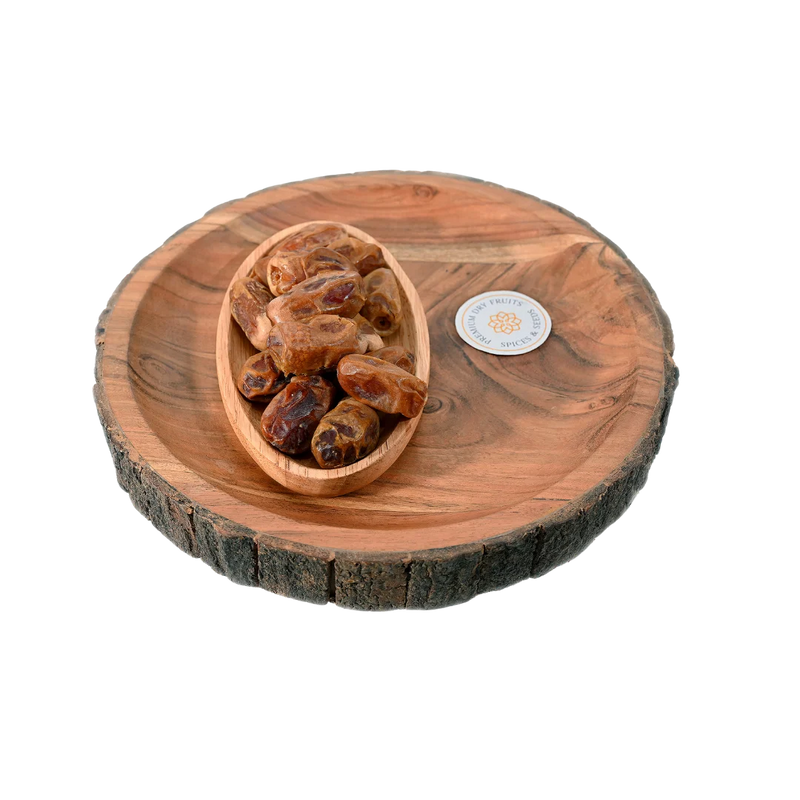 Saudi Arabia Sagai Dates Premium quality in wooden bowl – rich, chewy, and nutritious