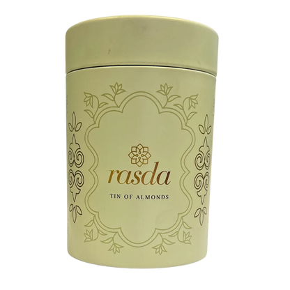 Premium California almonds packed in an elegant tin with a clear label