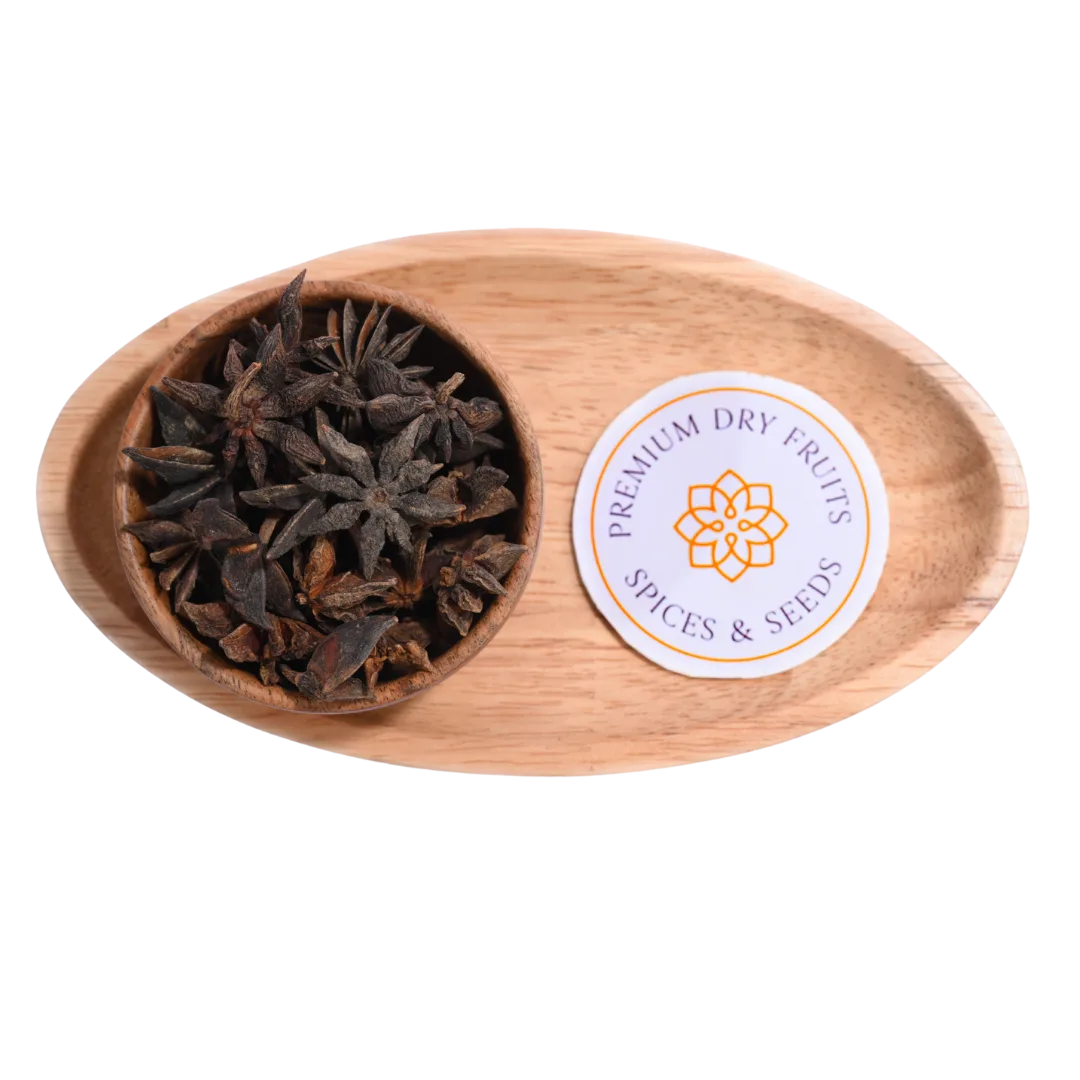 Star Anise or Chakra Phool offers a sweet, licorice-like flavor perfect for curries and teas.