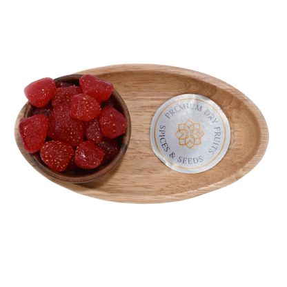 Strawberries Dried Whole close-up view highlighting their rich red hue and glossy texture.