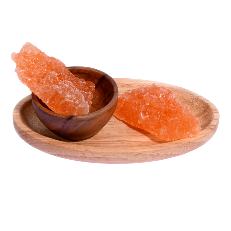 Sugar Candy / Laal Mishri – traditional red crystal sugar in a wooden bowl, ideal for pooja, prasad, and festive use