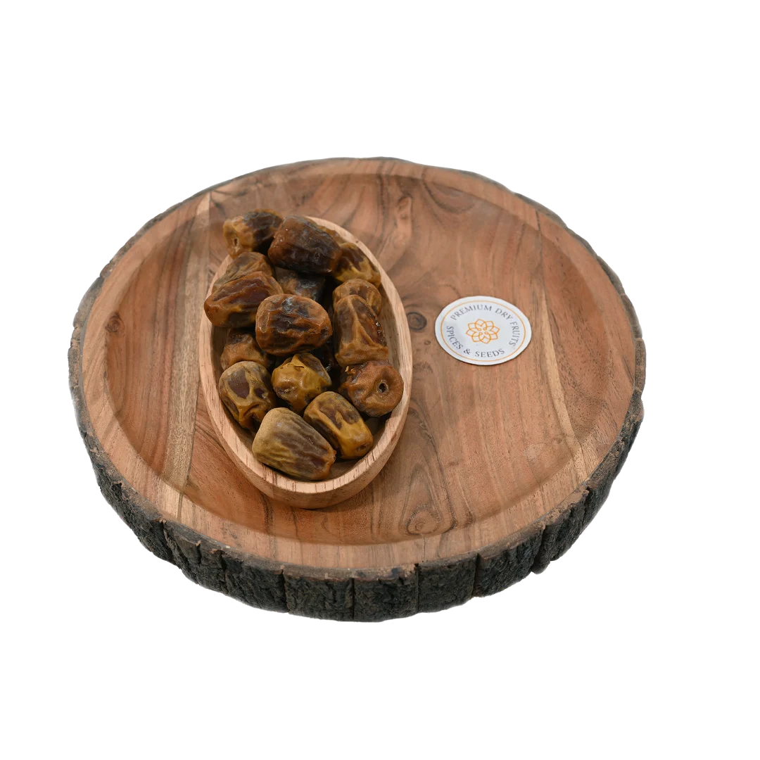 Premium Sukkari Dates from Saudi Arabia in Wooden Bowl Natural Sweet Dry Fruit