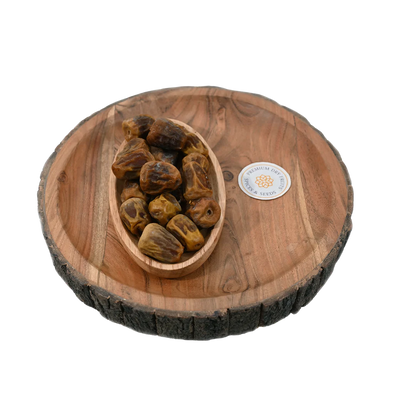 Premium Sukkari Dates from Saudi Arabia in Wooden Bowl Natural Sweet Dry Fruit