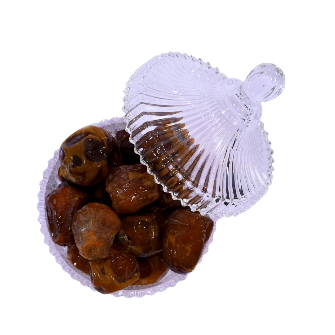 Sukkari Rutab Premium Dates in Glass Bowl Fresh Saudi Khajur Rich in Energy