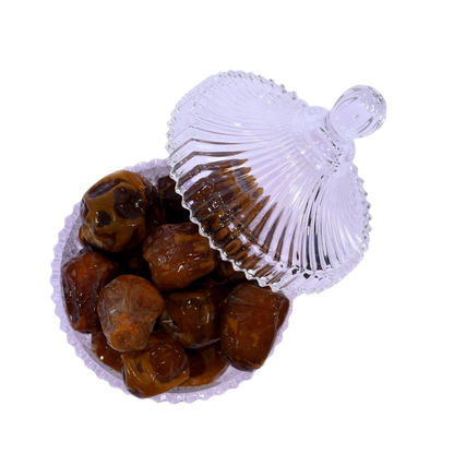 Sukkari Rutab Premium Dates in Glass Bowl Fresh Saudi Khajur Rich in Energy