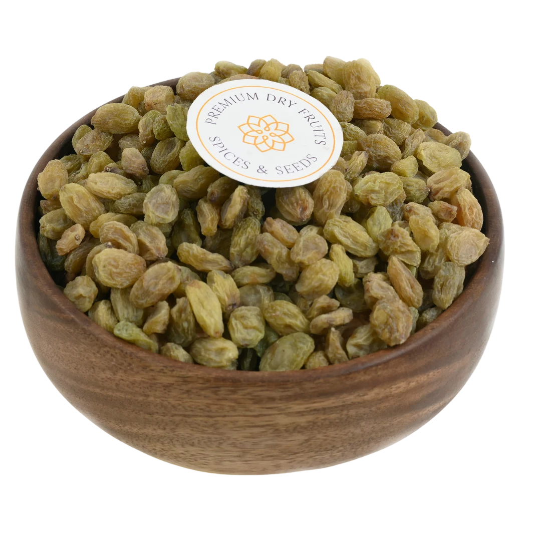 Sundekhani Raisins Kismis Premium Quality in Wooden Bowl – Naturally Sweet Healthy Dry Fruit Rich in Iron and Antioxidants
