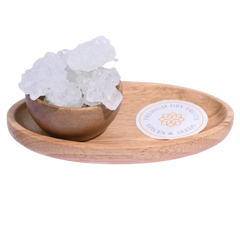 Thread Crystal / Dhaaga Mishri in a wooden bowl showcases long, translucent sugar crystals.
