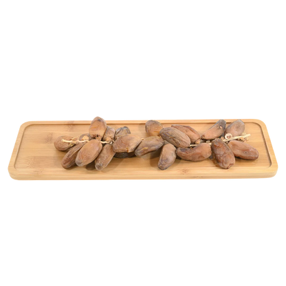 Tunisian Dates Box Deglet Noor with branches Premium arranged on wooden tray – healthy snack