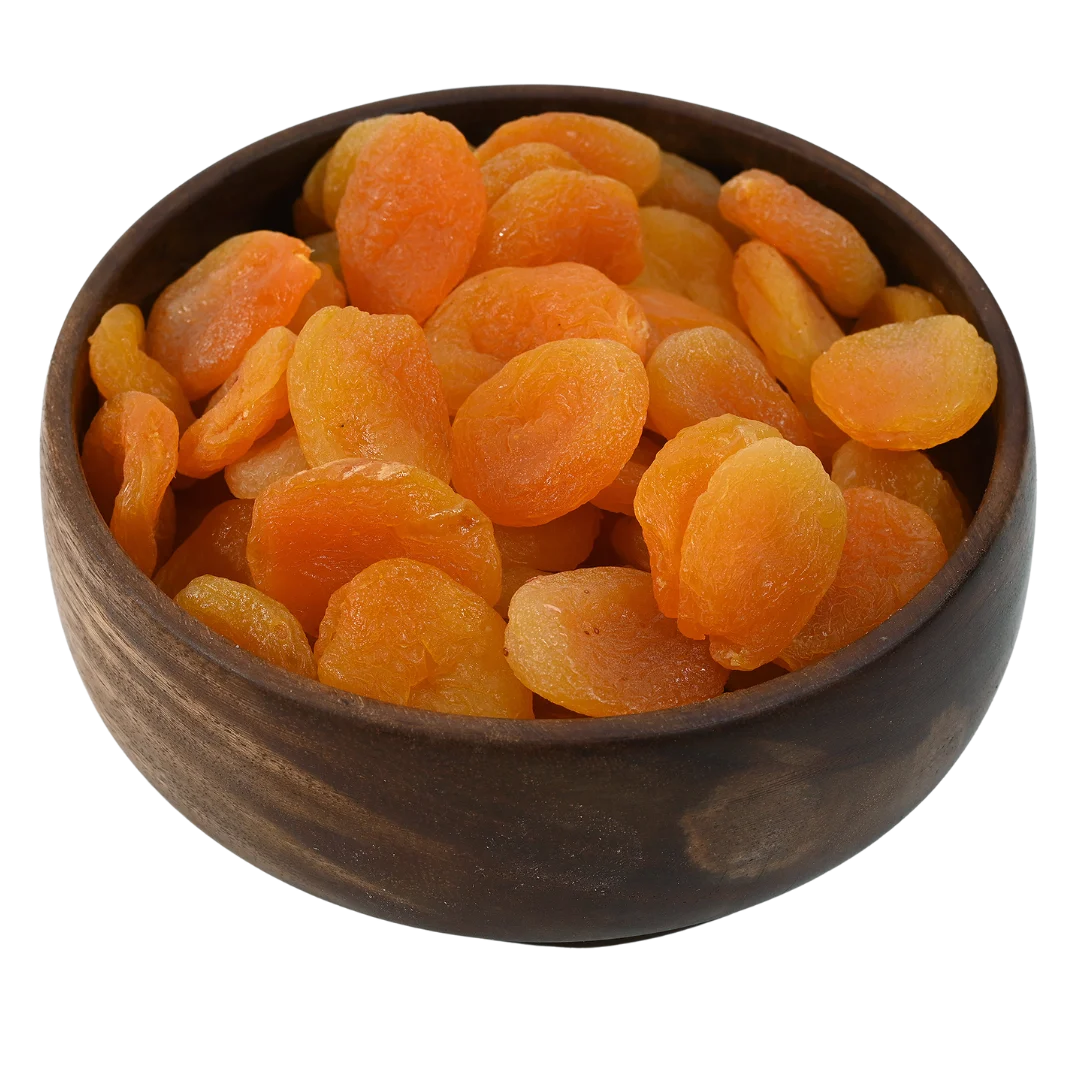 Turkish Dried Apricots Seedless Premium on rustic background – sun dried seedless apricots packed with natural sweetness and health benefits