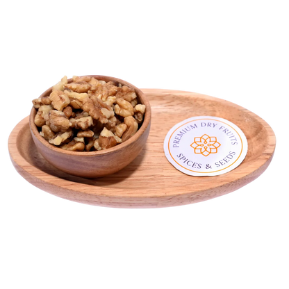 Walnut Kashmiri pieces akhrot in wooden bowl premium quality dry fruits