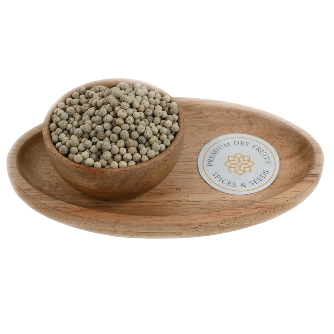 Premium White Pepper Whole Safed Mirch Mild Aromatic Spice for Soups and Sauces