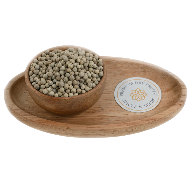 Premium White Pepper Whole Safed Mirch Mild Aromatic Spice for Soups and Sauces