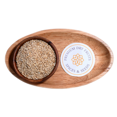 White sesame seeds in wooden Bowl Premium Quality