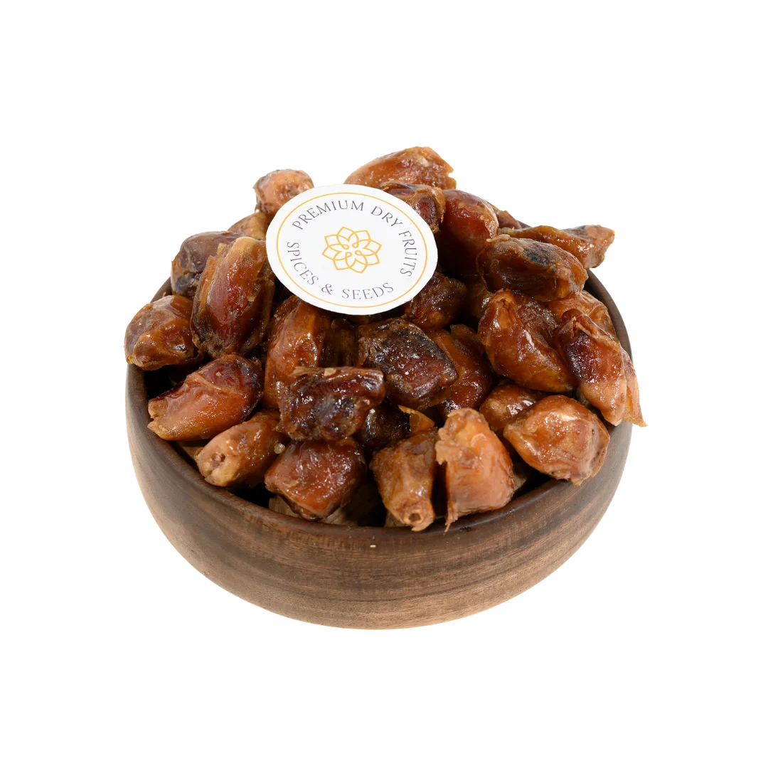 Zahedi Dates Seedless Jumbo Premium in Wooden Bowl Healthy Dry Fruit Snack
