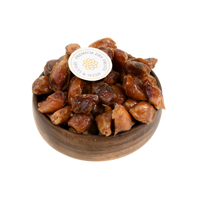 Zahedi Dates Seedless Jumbo Premium in Wooden Bowl Healthy Dry Fruit Snack